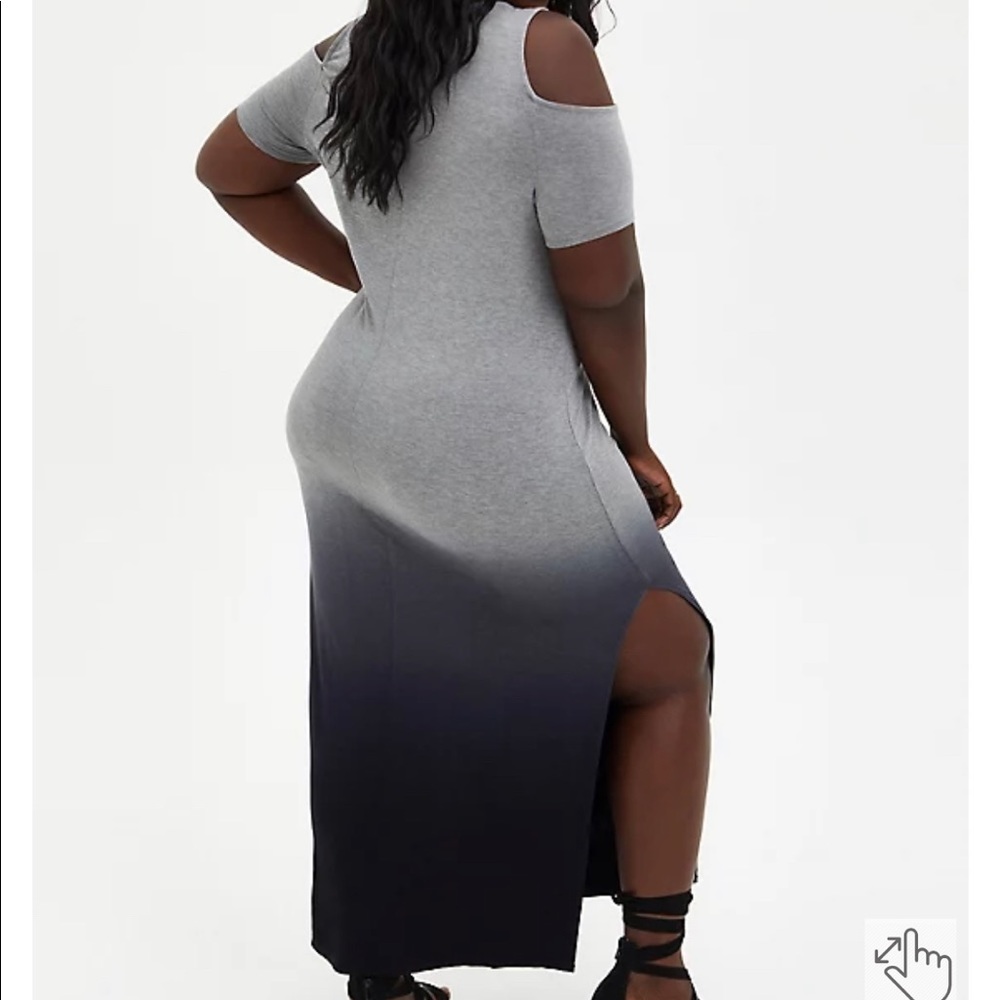 SUPER SOFT GREY OMBRE COLD-SHOULDER MAXI DRESS